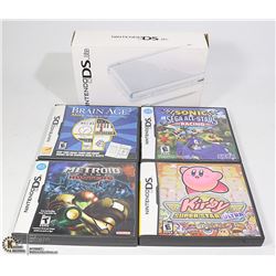 NINTENDO DS LITE COMPLETE IN BOX WITH 4 GAMES