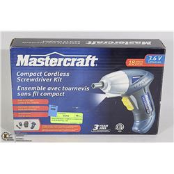 MASTERCRAFT COMPACT CORDLESS SCREWDRIVER, 3.6V