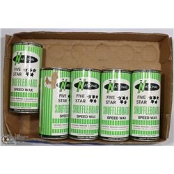 FLAT OF 5 CANS OF SHUFFLEBOARD WAX - STILL SEALED