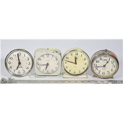 LOT OF 4 VINTAGE CLOCKS /SILVER BELL /WESTCLOCK