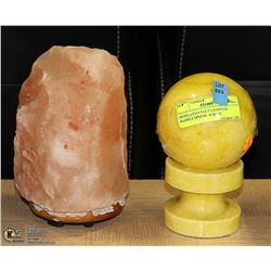 HIMALAYAN SALT LAMP & LGE MARBLE SPHERE W/ BASE
