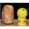 Image 1 : HIMALAYAN SALT LAMP & LGE MARBLE SPHERE W/ BASE