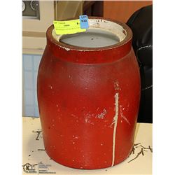 RED ANTIQUE UNCRACKED CROCK  9" TALL
