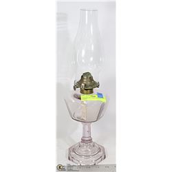 VINTAGE OIL LAMP TURNING PURPLE 16" TALL