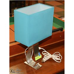 LAMP & TEAL SHADE 17.5" TALL