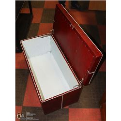 VINTAGE LEATHERETTE BENCH/ FLIP TOP STORAGE BELOW