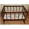 Image 1 : LARGE WOOD DOLL CRIB ANTIQUE22.5" X 14" X 14"