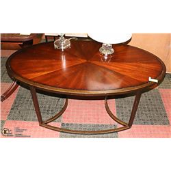 STARBURST WOOD OVAL COFFEE TABLE 50" X 28" X 19"