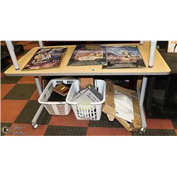 OFFICE DESK ON LOCKABLE WHEELS 60" X 30" X 29.5"