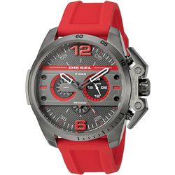 NEW DIESEL GUNMETAL DIAL 55MM RED BAND MSRP $342