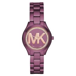 NEW MICHAEL KORS RUNWAY 33MM PLUM TONE MSRP $305