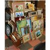 Image 1 : MASSIVE LOT OF ASSORTED FRAMED PICTURES WITH STAND