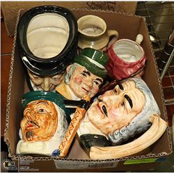 6 ANTIQUE FACE MUGS