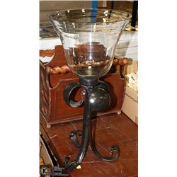 LARGE  GLASS TULIP SHAPED FLOOR CANDLE HOLDER