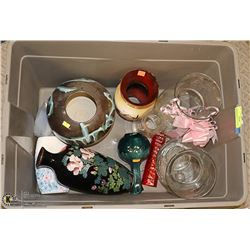 TOTE OF VASES INCL. SOME HAIND PAINTED PIECES