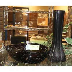 DARK AMETHYST BOWL AND VASE