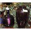 Image 1 : 2 LARGE AMETHYST GLASS VASES 11" AND 13" TALL