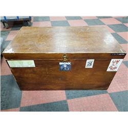 LARGE WOOD STORAGE BOX 41" X 21" X 22"