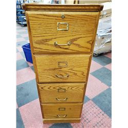 4 DRAWER WOOD OFFICE CABINET, 19" X 17" X 51"