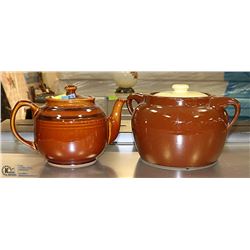 BROWN BETTY TEAPOT AND BEAN POT