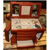 Image 1 : LARGE JEWELLERY BOX 15" X 13" WITH DRAWERS, 2 SIDE