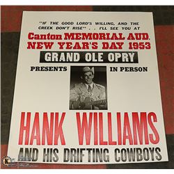 HANK WILLIAMS 1953 GRAND OLE OPRY POSTER