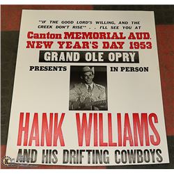HANK WILLIAMS 1953 GRAND OLE OPRY POSTER