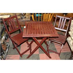 WOODEN BISTRO PATIO SET (2 CHAIRS AND TABLE)