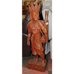 LARGE HAND CARVED WOOD STATUE 38" TALL