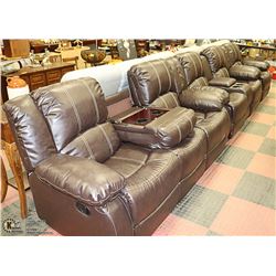 NEW SF9592 BROWN RECLINING DROP DOWN COLSOLE SOFA