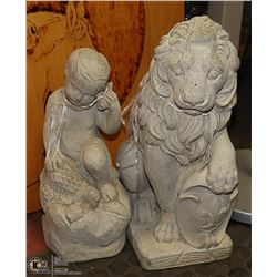 LOT OF 2 CONCRETE GARDEN STATUES