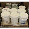 Image 1 : PALLET WITH 11 5 GALLON PAILS OF ASSORTED PAINTS