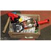 Image 1 : WOOD BOX WITH ASSORTED SHOP SUPPLIES AND THE HAP