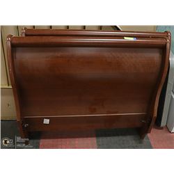 WOOD TONE SINGLE SIZE HEADBOARD & FOOTBOARD SLEIGH