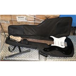 ELECTRIC GUITAR WITH CASE, MUSIC AND STANDS