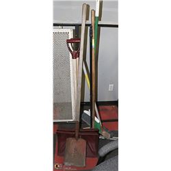 SNOW SHOVELS, BROOMS, FLOOR SQUEEGEE.