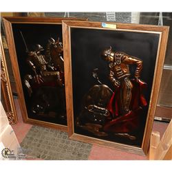 PAIR OF VINTAGE USA RAISED ART PICTURES 21" X 31"