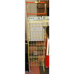 YELLOW WIRE RACK WITH SLANTED SHELVES 65" TALL