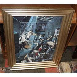 BLUES BAND PAINTING WITH GOLD FRAME  18" X 24"