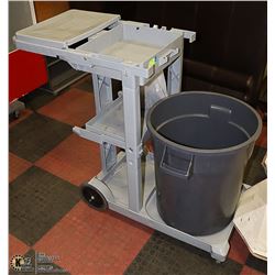 JANITORIAL CART AND GARBAGE CAN