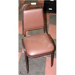 TWO LEATHERETTE STACKING CHAIRS