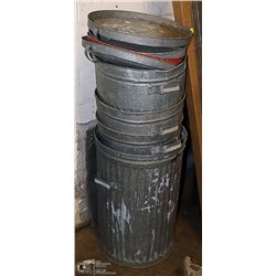 4 METAL GARBAGE CANS WITH LIDS