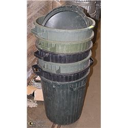 6 GARBAGE CANS & 3 LIDS