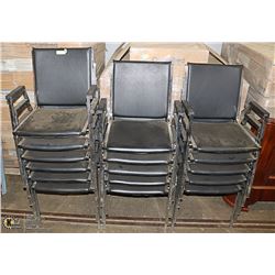 LOT OF 16 BLACK LEATHER BACK CHAIRS.