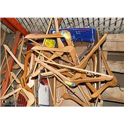 BOX OF WOOD HANGERS