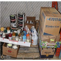PALLET OF PAINTING AND NEW CLEANING SUPPLIES