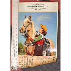 1964 RED & WHITE STORE CALENDAR WILDWOOD