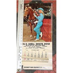 1968 BILL'S SHELL WHITE ROSE SALES CALENDAR