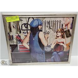 11" X 14" DAVID MANN POSTER BIKERS HARLEY FRAMED