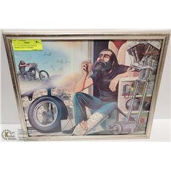 11" x 14" DAVID MANN POSTER BIKERS HARLEY FRAMED